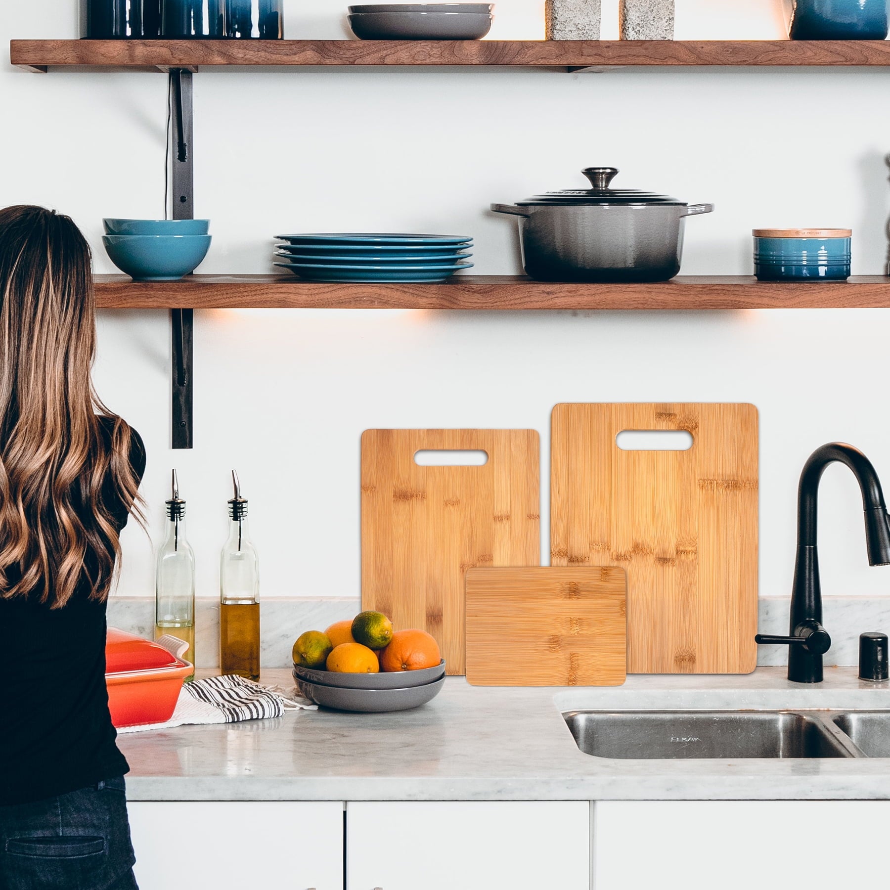 Totally Bamboo 3-Piece Bamboo Wood Cutting Board Set for Kitchen, 3 Assorted Sizes